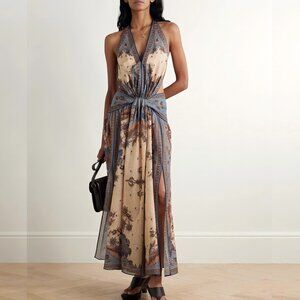 Zimmermann Ascension Plunge Halter Maxi Dress